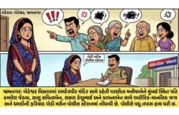 જામનગરની પરણીતાએ સાસરિયાઓના દુઃખત્રાસ સામે ઉઠાવ્યો અવાજ – મુંબઈ સ્થિત પતિ સહિત ચાર સામે પોલીસ ફરિયાદ નોંધાઈ.