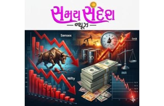 વૈશ્વિક આર્થિક તોફાનની અસર ભારત ઉપર : સેન્સેક્સમાં ૭૦૦ પોઈન્ટનો મોટો ધબકારો, નિફ્ટી ૨૩,૪૦૦ નીચે સરક્યો, ક્રૂડ ઓઇલ ૧૧૦ ડોલર પાર અને રૂપિયો ડોલર સામે ઐતિહાસિક નબળાઈએ.