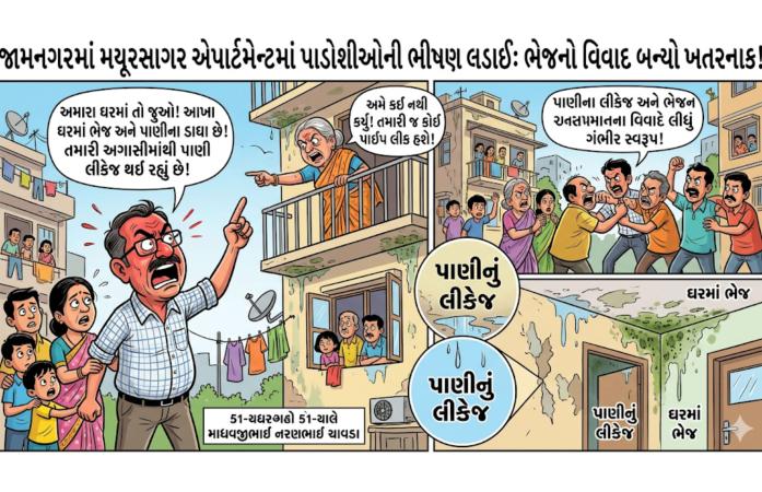 જામનગરમાં ભેજના વિવાદે ઉગ્ર સ્વરૂપ ધારણ કર્યું, પ્રૌઢ અને પિતા પર હુમલા બાદ એટ્રોસીટીનો ગુનો નોંધાયો.