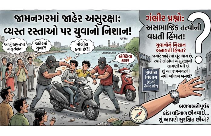 જામનગરમાં રસ્તા પર યુવકને રોકી ઘડિયાળ લૂંટવાની ઘટના, એક્ટિવા સવાર ત્રણ શખ્સોની દાદાગીરીથી શહેરમાં ચકચાર, પોલીસ આરોપીઓની શોધમાં