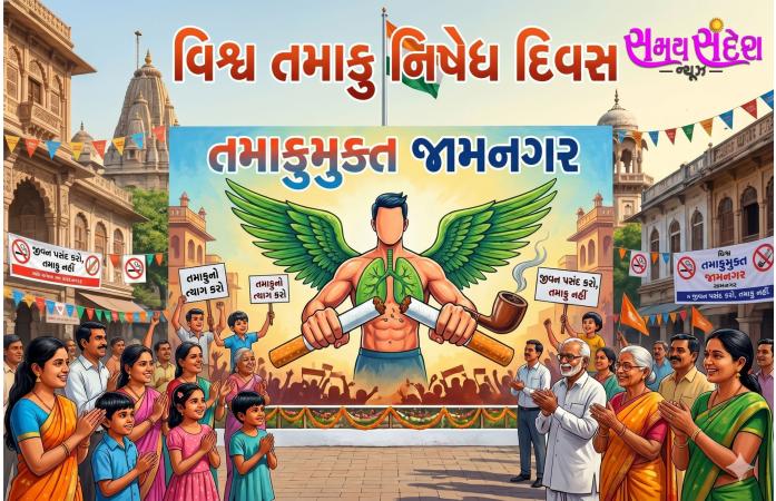 વિશ્વ તમાકુ નિષેધ દિવસે જામનગરમાં વિશાળ જનજાગૃતિ અભિયાન: રિલાયન્સ રિફાઈનરી ખાતે આરોગ્ય તપાસ, કાઉન્સેલિંગ અને નાટક યોજાયા.
