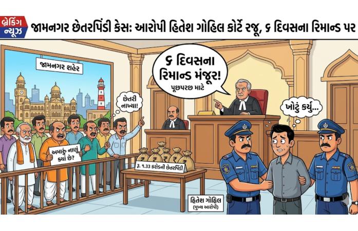 જામનગરમાં રૂ.૧.૩૩ કરોડની રોકાણ કૌભાંડનો પર્દાફાશ: વેપારીઓને ઊંચા વળતરની લાલચ આપી છેતરનાર આરોપી ૬ દિવસના રિમાન્ડ પર.