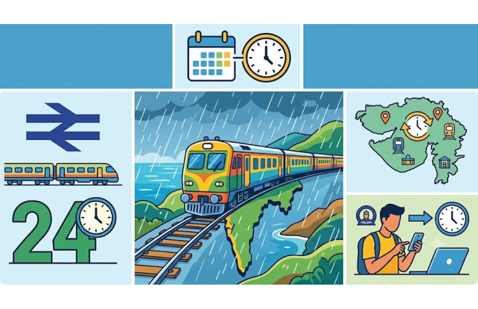 ચોમાસામાં ટ્રેન મુસાફરો માટે એલર્ટ: 15 જૂનથી અમલમાં મોન્સૂન ટાઈમ ટેબલ, અમદાવાદ સહિત ગુજરાતના અનેક સ્ટેશનો પર ટ્રેનોના સમય બદલાયા