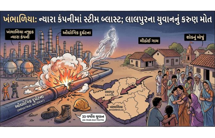 ખંભાળિયા નજીક ન્યારા કંપનીમાં કથિત બ્લાસ્ટની ગોઝારી દુર્ઘટના: મીઠોઈના 33 વર્ષીય યુવાનનું સારવાર દરમિયાન મોત, પરિવારમાં શોકની લાગણી