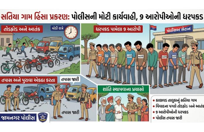 પ્રેમપ્રકરણની આગે સળગ્યું સતિયા ગામ: ફિલ્મી ઢબે ધસી આવેલા ટોળાના આતંક બાદ પોલીસે કસ્યો કાયદાનો ફંદો, વધુ ૯ આરોપીઓ ઝડપાયા