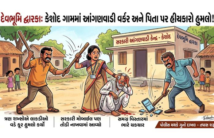 ખંભાળિયાના કેશોદ ગામમાં આંગણવાડી વર્કર અને તેમના પિતા પર હુમલો: સરકારી કર્મચારી સાથે મારામારી