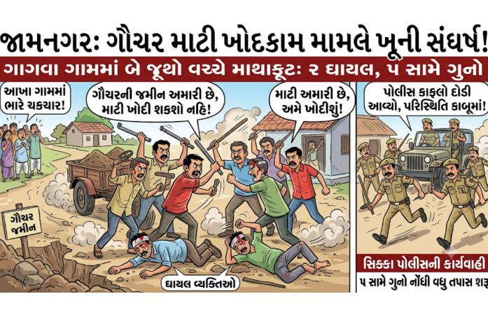ગાગવા ગામે ગૌચરની જમીન મુદ્દે બે પક્ષ વચ્ચે રક્તરંજિત ડખ્ખો, લોખંડના પાઇપથી હુમલામાં બે ઇજાગ્રસ્ત.