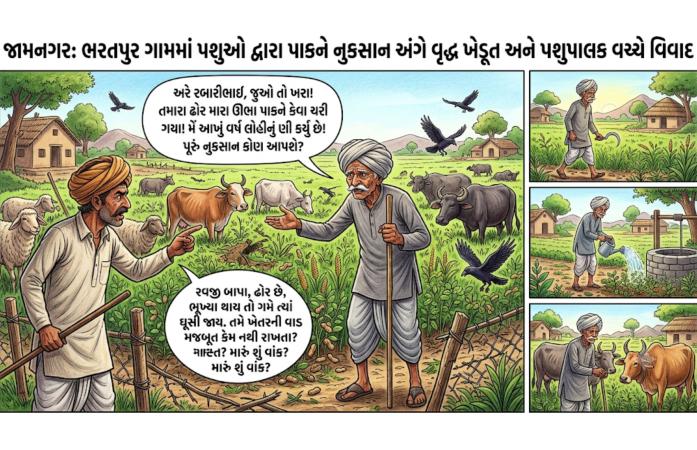 ભરતપુર ગામે ઘેટાં-બકરા ચરાવવાના મુદ્દે બબાલ: દાદા અને બે પૌત્રો પર હુમલો, બે શખ્સ સામે ગુનો નોંધાતા ખળભળાટ.