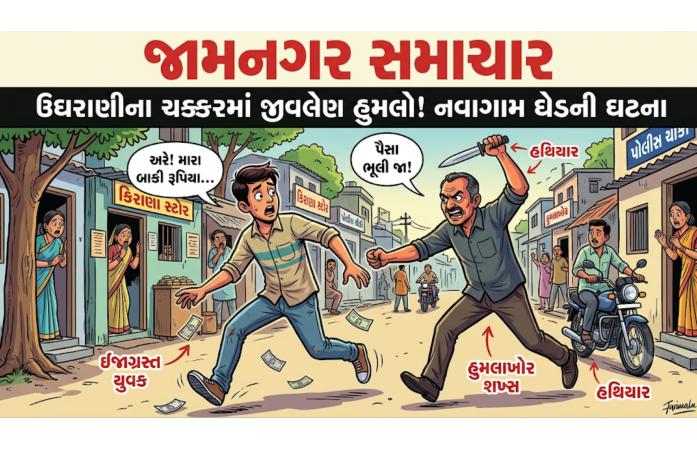ઉછીના રૂપિયાની ઉઘરાણી લોહિયાળ બની: જામનગરમાં યુવક પર છરીથી જીવલેણ હુમલો, આરોપી સામે ગુનો નોંધાયો.