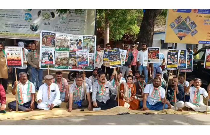 જામનગરમાં મોંઘવારી સામે કોંગ્રેસનું ઉગ્ર વિરોધ પ્રદર્શન: “મોંઘવારીનો માર, જનતા લાચાર”ના નારાઓથી ગુંજ્યું લાલ બંગલા સર્કલ.
