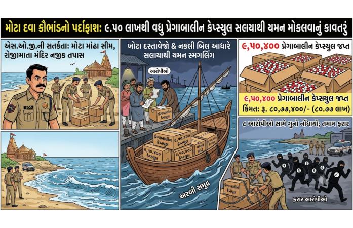 દ્વારકા જિલ્લા એસ.ઓ.જી.નો મોટો ખુલાસો: યમન સુધી પહોંચતું દવાના કરોડોના આંતરરાષ્ટ્રીય કૌભાંડનો પર્દાફાશ.