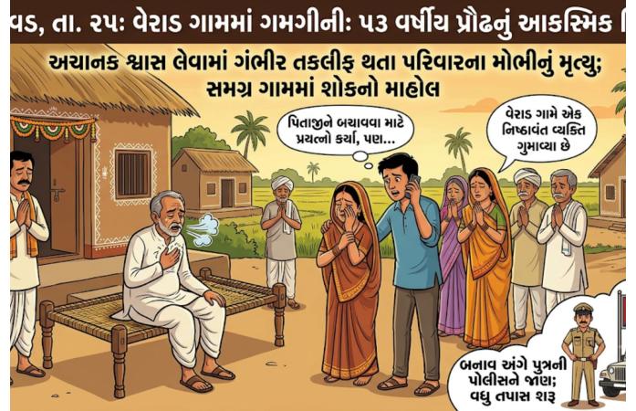 ભાણવડના વેરાડ ગામમાં શ્વાસની તકલીફથી 53 વર્ષીય પ્રૌઢનું અવસાન, પરિવાર પર શોકની છાયા