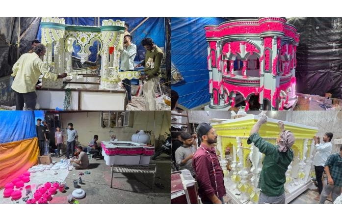 જામનગરમાં કોમી એકતાનું અનોખું દૃશ્ય : વિશ્વવિખ્યાત કલાત્મક તાજિયાઓને હિન્દુ-મુસ્લિમ ભાઈઓ મળીને આપી રહ્યા છે આખરી ઓપ.