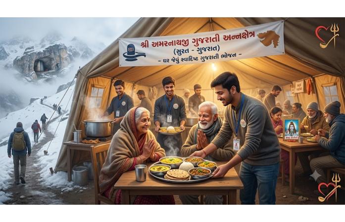 અમરનાથ યાત્રામાં ગુજરાતીઓની અનોખી સેવા: કાશ્મીરના કપરા વાતાવરણમાં શ્રદ્ધાળુઓને મળી રહ્યું છે ઘર જેવું ગુજરાતી ભોજન