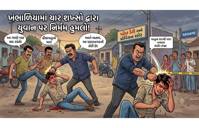 ખંભાળિયામાં ચાર શખ્સનો યુવાન પર હુમલો: માથામાં પાંચ ટાંકા આવ્યા, ફરિયાદના આધારે પોલીસ તપાસ શરૂ