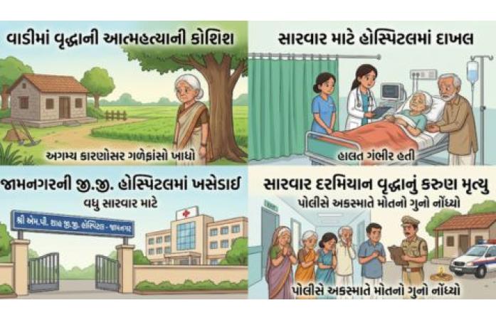 ભાણવડના મેવાસા ગામમાં વૃદ્ધાનું ગળેફાંસાથી મોત: સારવાર દરમિયાન જી.જી. હોસ્પિટલમાં નિધન, પોલીસે શરૂ કરી તપાસ