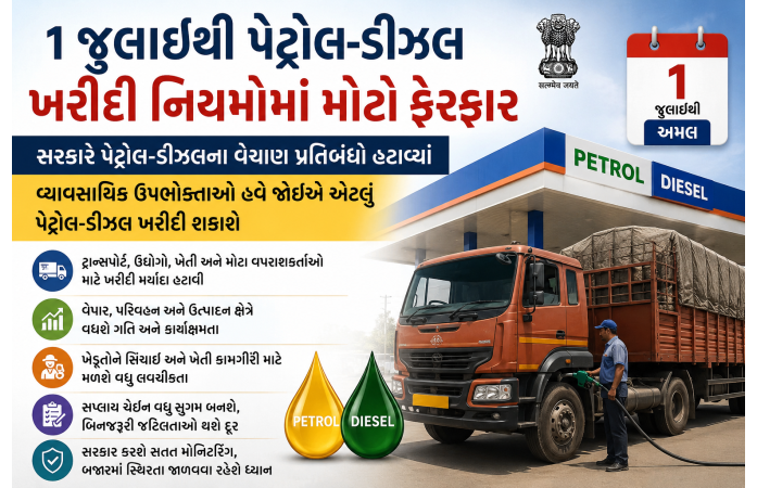 1 જુલાઈથી પેટ્રોલ-ડીઝલ ખરીદી નિયમોમાં મોટો ફેરફાર – વ્યાવસાયિક ઉપભોક્તાઓ માટે નવી છૂટછાટથી બજારમાં હલચલ