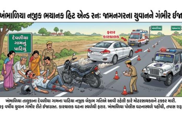 દેવળીયા ગામના પાટિયા પાસે હિટ એન્ડ રન અકસ્માત: કારની ટક્કરે જામનગરનો બાઈકચાલક ગંભીર ઇજાગ્રસ્ત, કારચાલક સામે ગુનો નોંધાયો