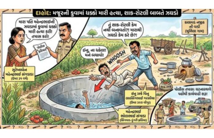કાલાવડના મૂળિલા ગામે 7 મહિના બાદ હત્યાકાંડનો ભેદ ઉકેલાયો: કુવામાં ધક્કો મારી શ્રમિકની હત્યાનો આરોપ, સાથી મજૂર સામે ગુનો નોંધાયો.