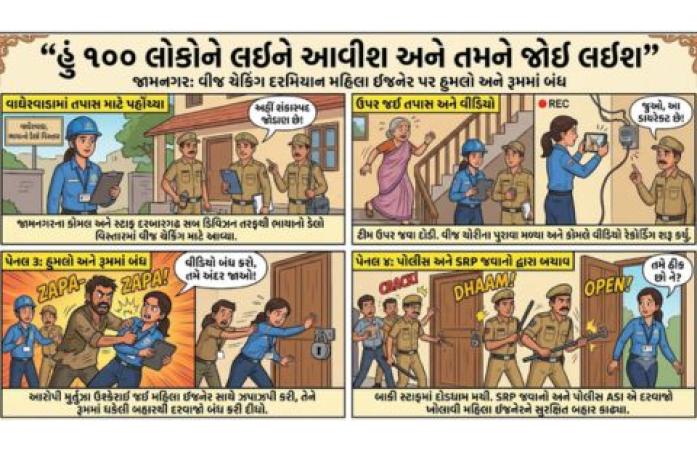 હું 100 લોકોને લઈને આવીશ... તમને જોઈ લઈશ! જામનગરમાં વીજ ચેકિંગ ટીમને ધમકી, મહિલા ઇજનેરને રૂમમાં પૂરી ડખ્ખો.