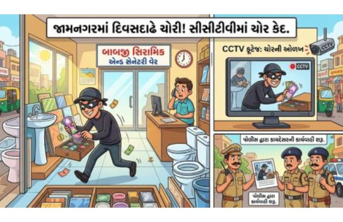 જામનગરમાં ધણશેરીની સિરામિક દુકાનમાં દિવસદાઢે રૂ. 24 હજારની ચોરી, CCTVના આધારે આરોપી સામે ગુનો નોંધાયો