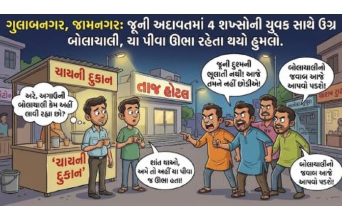 જામનગરના ગુલાબનગરમાં જૂની અદાવતનો લોહિયાળ અંત: બાઇક ચલાવવાના વિવાદમાં યુવાન પર ધોકા, સળીયા અને છરીથી હુમલો, ચાર સામે ગુનો નોંધાયો