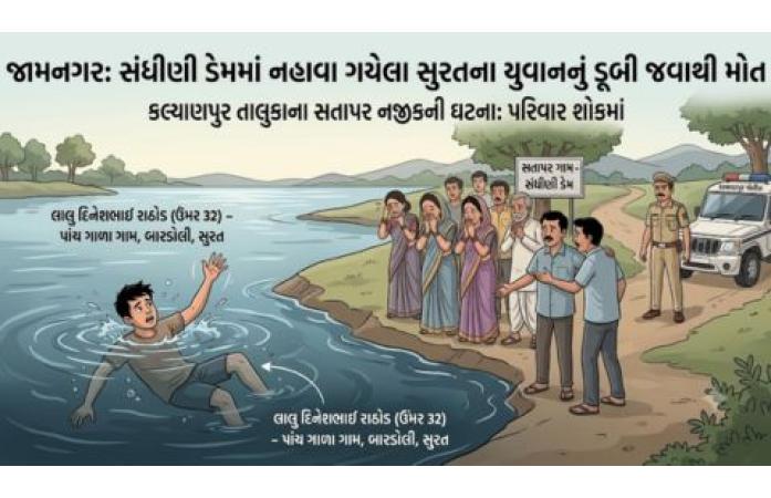 કલ્યાણપુરના સતાપર ગામે ડેમમાં નહાવા ગયેલા યુવાનનું ડૂબી જવાથી કરુણ મોત, પરિવારમાં શોકનો માહોલ