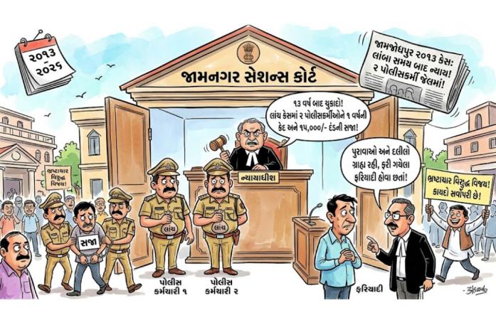 જામજોધપુરના બે પોલીસ કર્મચારીઓને લાંચ કેસમાં એક વર્ષની જેલ: 13 વર્ષ જૂના કેસમાં અદાલતનો દોષિત ઠેરવતો ચુકાદો
