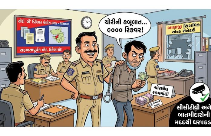 જામનગરમાં સેનેટરીની દુકાનમાંથી રૂ. 24 હજારની ચોરીનો ભેદ ઉકેલાયો, CCTVના આધારે તસ્કર ઝડપાયો