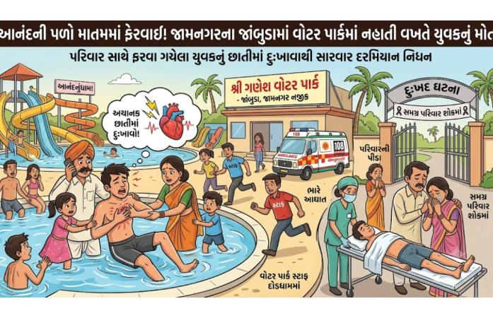 જાંબુડા વોટર પાર્કમાં કરુણ ઘટના: નહાતી વેળાએ 14 વર્ષના તરુણને છાતીમાં દુઃખાવો ઉપડ્યો, સારવાર દરમિયાન મોત.