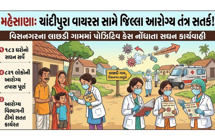 મહેસાણામાં ચાંદીપુરા વાયરસનો કેસ નોંધાતા આરોગ્ય વિભાગ એલર્ટ : લાછડી ગામમાં સઘન સર્વેલન્સ શરૂ