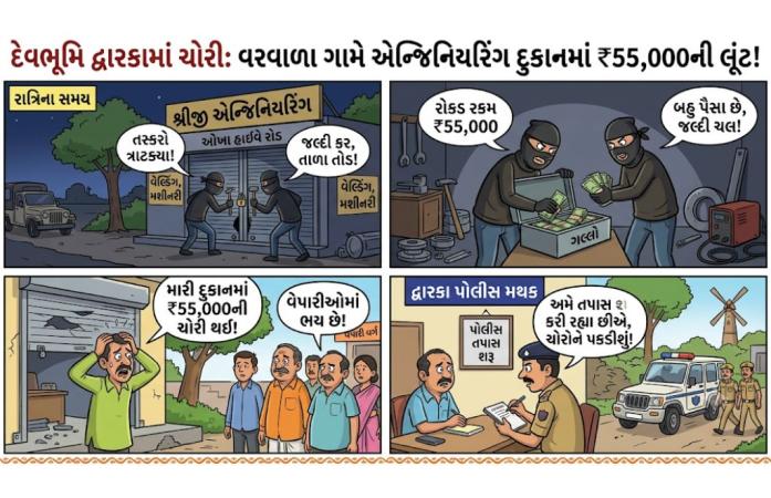 દ્વારકાના વરવાળામાં એન્જિનિયરિંગ દુકાનને તસ્કરોનું નિશાન, રૂ. 55 હજારની રોકડ ચોરીથી વેપારીઓમાં ચિંતા