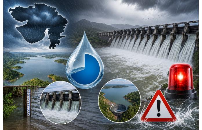 ગુજરાતમાં મેઘમહેર: રાજ્યના 207 જળાશયોમાં 54%થી વધુ જળસંગ્રહ, 13 ડેમ છલકાયા; 21 ડેમ હાઈ એલર્ટ પર.
