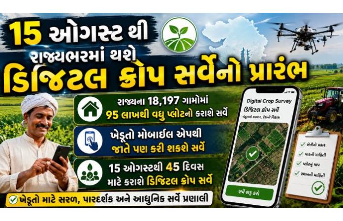 ગુજરાતમાં 15 ઓગસ્ટથી ડિજિટલ પાક સર્વે, 18,197 ગામોમાં 45 દિવસ ચાલશે કામગીરી