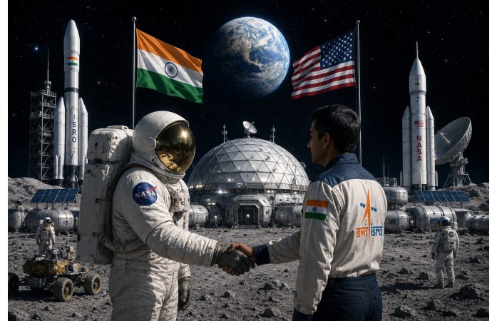 ચંદ્ર પર કાયમી મૂન બેઝ માટે નાસાનું ભારતને આમંત્રણ! ISRO-NASA ભાગીદારીનો નવો અધ્યાય.