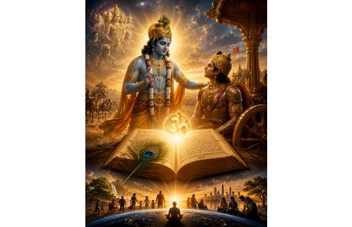 શ્રીમદ્ ભગવદ્ ગીતા: સમગ્ર માનવજાત માટેનું અમર જીવનદર્શન, ધર્મગ્રંથથી આગળ વધીને વૈશ્વિક માર્ગદર્શક.