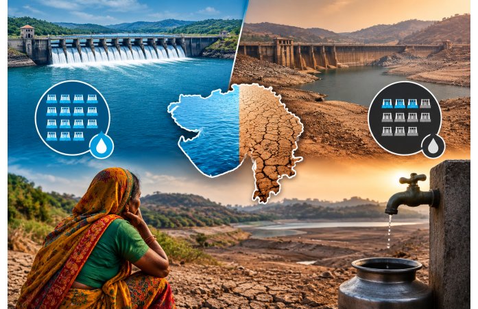 ગુજરાતમાં જળાશયોની ચિંતાજનક સ્થિતિ: ગયા વર્ષે 86 ડેમ છલોછલ, આ વર્ષે માત્ર 20 જ ભરાયા.
