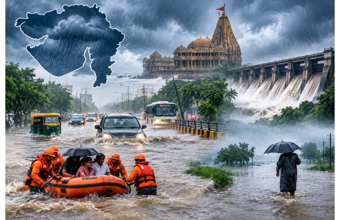 ગુજરાતમાં મેઘતાંડવ: ઉકાઈમાં 11.81 ઈંચ વરસાદથી જળબંબાકાર 193 તાલુકામાં મેઘમહેર.