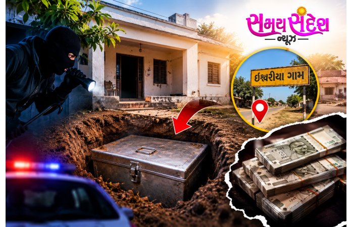જામજોધપુરના ઈશ્વરિયા ગામમાં ઘરમાં દાટેલા સ્ટીલના ડબ્બામાંથી રૂ. 3.40 લાખની ચોરીનો આરોપ.