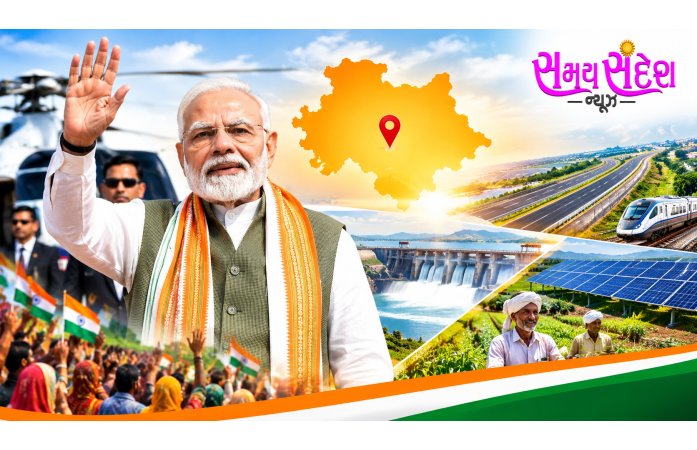 વડાપ્રધાન નરેન્દ્ર મોદી બનાસકાંઠા પહોંચ્યા: ₹14,000 કરોડથી વધુના વિકાસકાર્યોનું લોકાર્પણ-ખાતમુહૂર્ત.