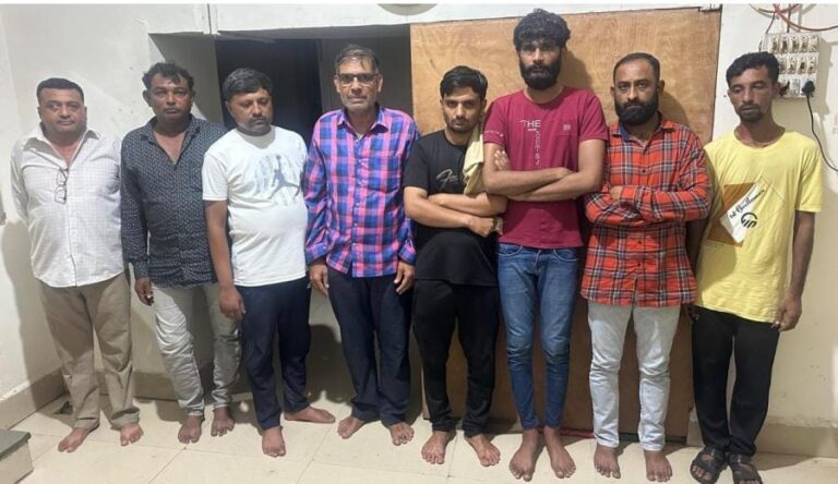 ધ્રોલના રોજીયા ગામે જુગારધામ પર LCBનો દરોડો: ૯.૪૨ લાખના મુદામાલ સાથે ૮ શખ્સોની ધરપકડ