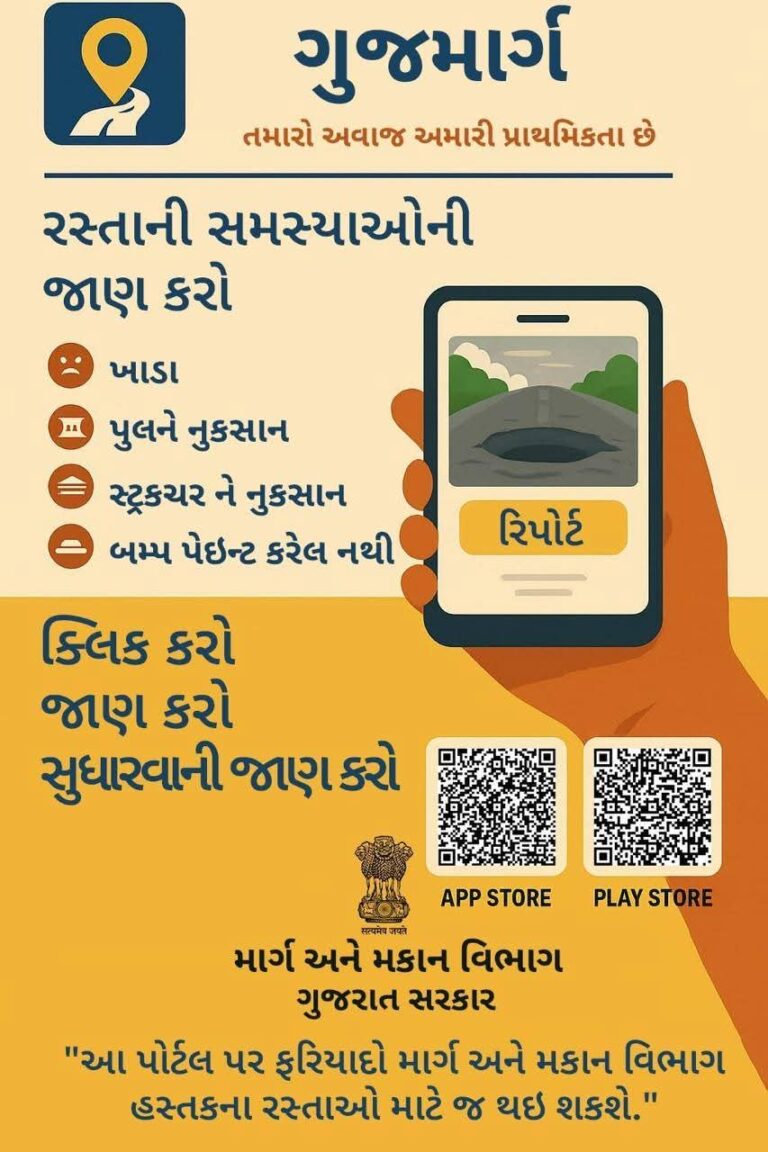 ‘ગુજમાર્ગ’ એપ બની નાગરિકોની આવાજ: ખાડા, તૂટી ગયેલા પુલ અને રસ્તાઓની મુશ્કેલી હવે નિવાડશે fingertips પરથી