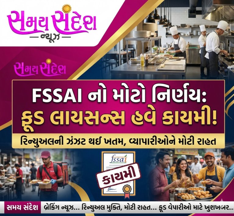 ફૂડ બિઝનેસ માટે મોટી રાહત: FSSAIએ લાઇસન્સને કાયમી બનાવ્યા, હવે રિન્યુઅલની ઝંઝટથી મુક્તિ.