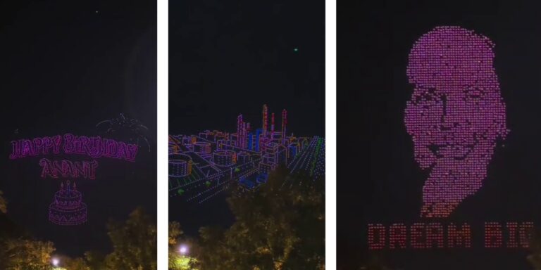 અનંત અંબાણીના જન્મદિવસે રિલાયન્સ ટાઉનશિપમાં ભવ્ય ડ્રોન શો – આકાશમાં ઝળહળ્યો ટેક્નોલોજી અને ઉજવણીનો અદ્ભુત સંગમ.