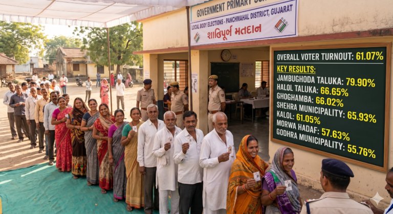 “સવારથી સાંજ સુધી લોકશાહીનો મહોત્સવ”: પંચમહાલ જિલ્લામાં 61.07 ટકા સરેરાશ મતદાન, જાંબુઘોડા તાલુકો 79.90 ટકા સાથે મોખરે