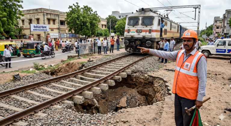 સતર્ક શ્રમિકની સમજદારીથી ટળી ભયાનક દુર્ઘટના : જામનગરના અંધશ્રમ નજીક રેલ્વે ટ્રેક તૂટી જતા મોટો અકસ્માત ટળ્યો.
