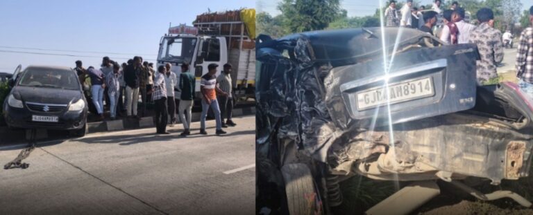 ખંભાળિયા – દ્વારકા હાઈવે પર ટેમ્પોની ઠોકરે કારનો કુડુસલો બોલી ગયો: વાહનચાલકોનો સદનસીબે બચાવ થયો.