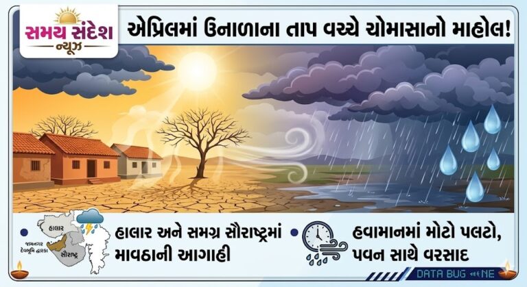 એપ્રિલમાં ઉનાળે વરસાદી મિજાજ! હાલાર સહિત સમગ્ર સૌરાષ્ટ્રમાં કમોસમી વરસાદની આગાહીથી વાતાવરણમાં મોટો પલટો.