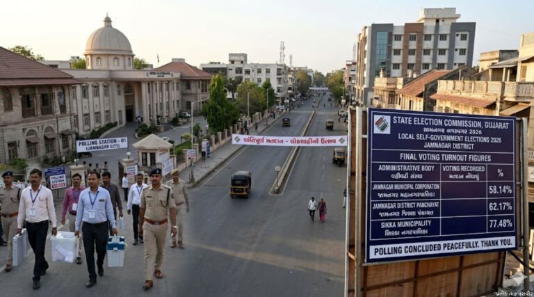 “જામનગર જિલ્લામાં શાંતિપૂર્ણ માહોલમાં પૂર્ણ થયું સ્થાનિક સ્વરાજ્ય ચૂંટણી ૨૦૨૬નું મતદાન: મહાનગરપાલિકામાં ૫૮.૧૪%, જિલ્લા પંચાયતમાં ૬૨.૧૭% અને સિક્કા નગરપાલિકામાં નોંધાયું ૭૭.૪૮% મતદાન”